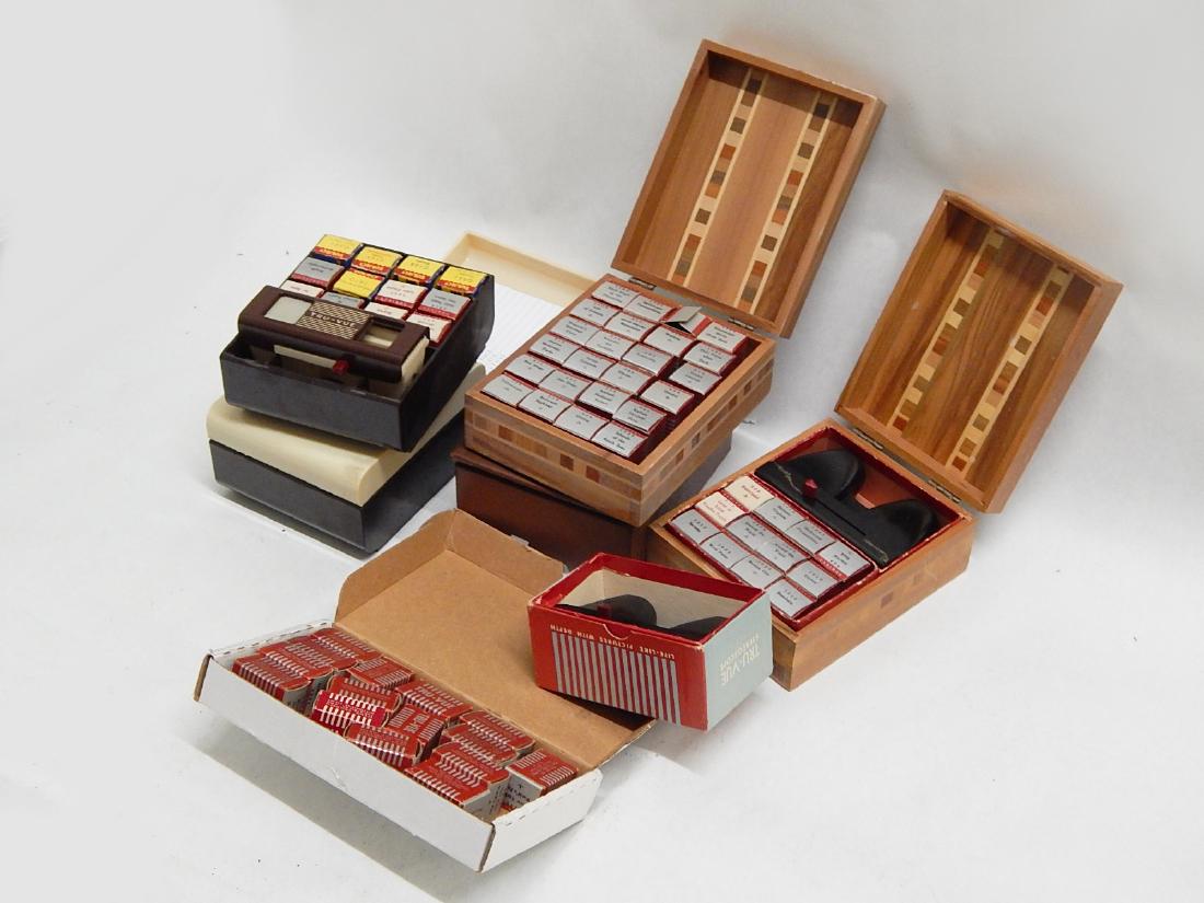 Box of Tru-Vue 3-D Viewers and Film Rolls: Collection of Tru-Vue viewers and film rolls in original boxes