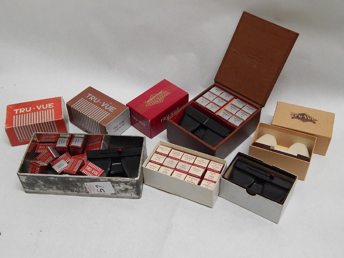 Box of Tru-Vue 3-D Viewers and Film Rolls: Collection of Tru-Vue viewers and film rolls in original boxes
