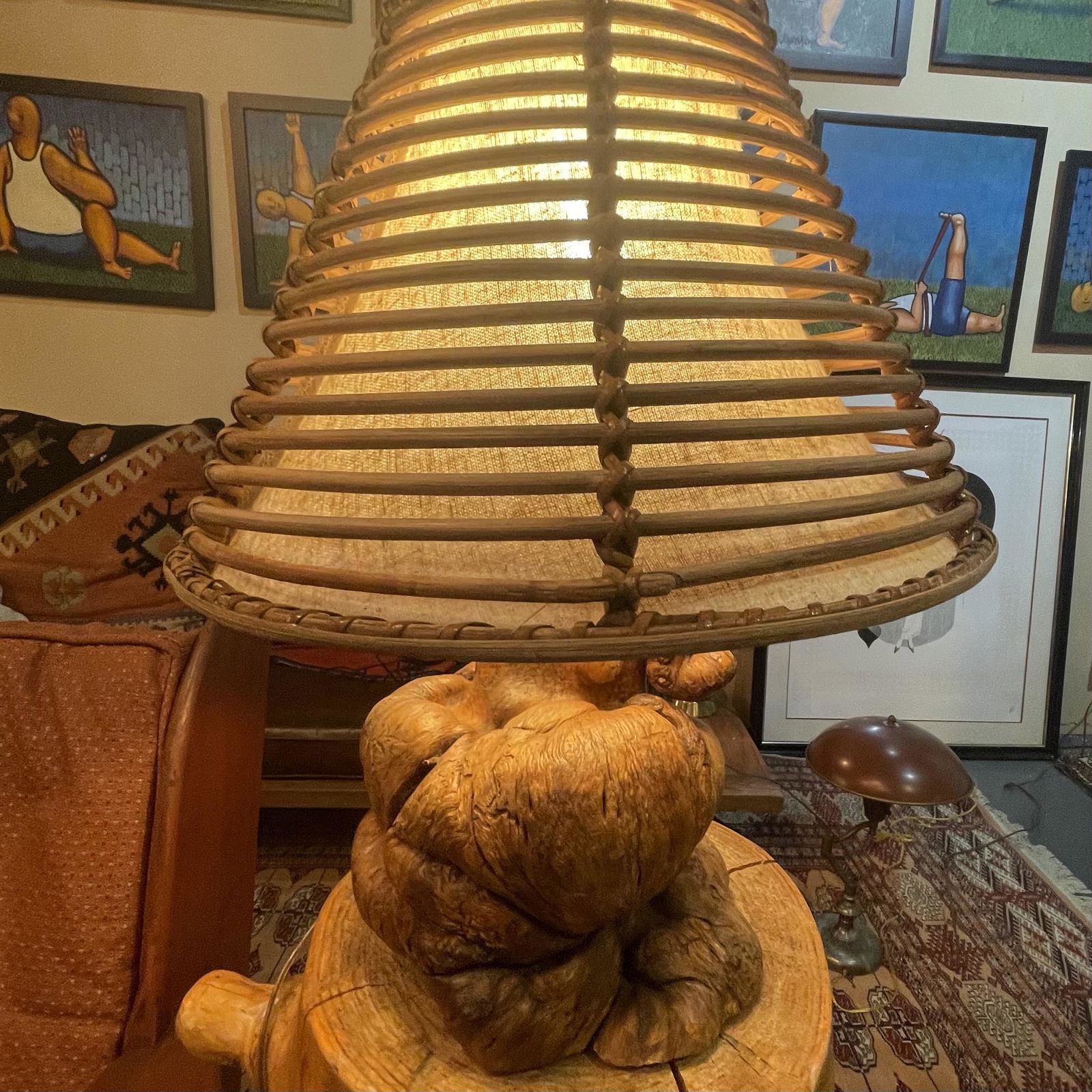 burl lamp2: American burl lamp with original shade Dimensions: 15”h x 9' W