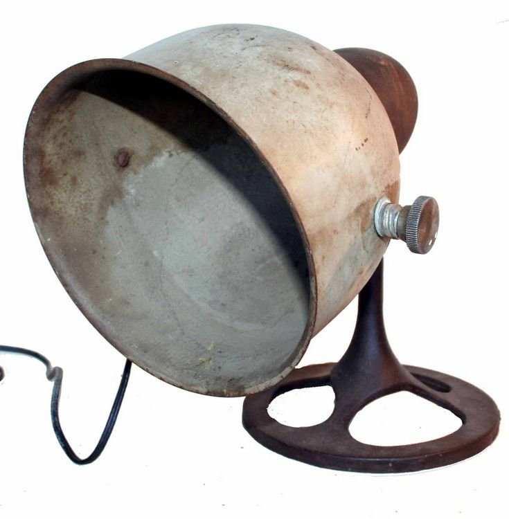 Industrial Table Spot Light: 18" x 10" x 10" …Cool oversized table lamp in metal with original patina.