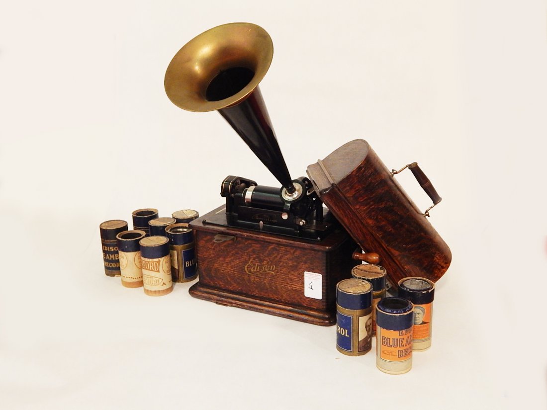 Edison Standard Model C Phonograph w/ Box 12 Cylinders (1 of 5)