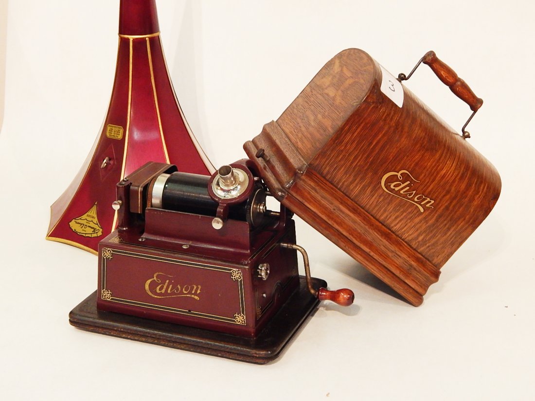 Edison Gem Model D c.1908 Phonograph w/ Box 25 Cylinder (1 of 4)