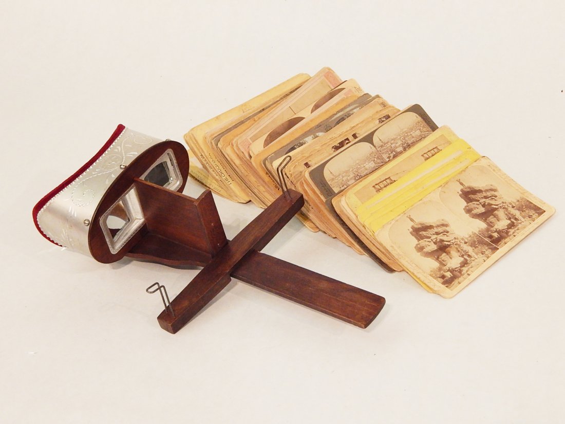 Stereoviewer w/ 80 Misc. Stereoview Cards (1 of 4)
