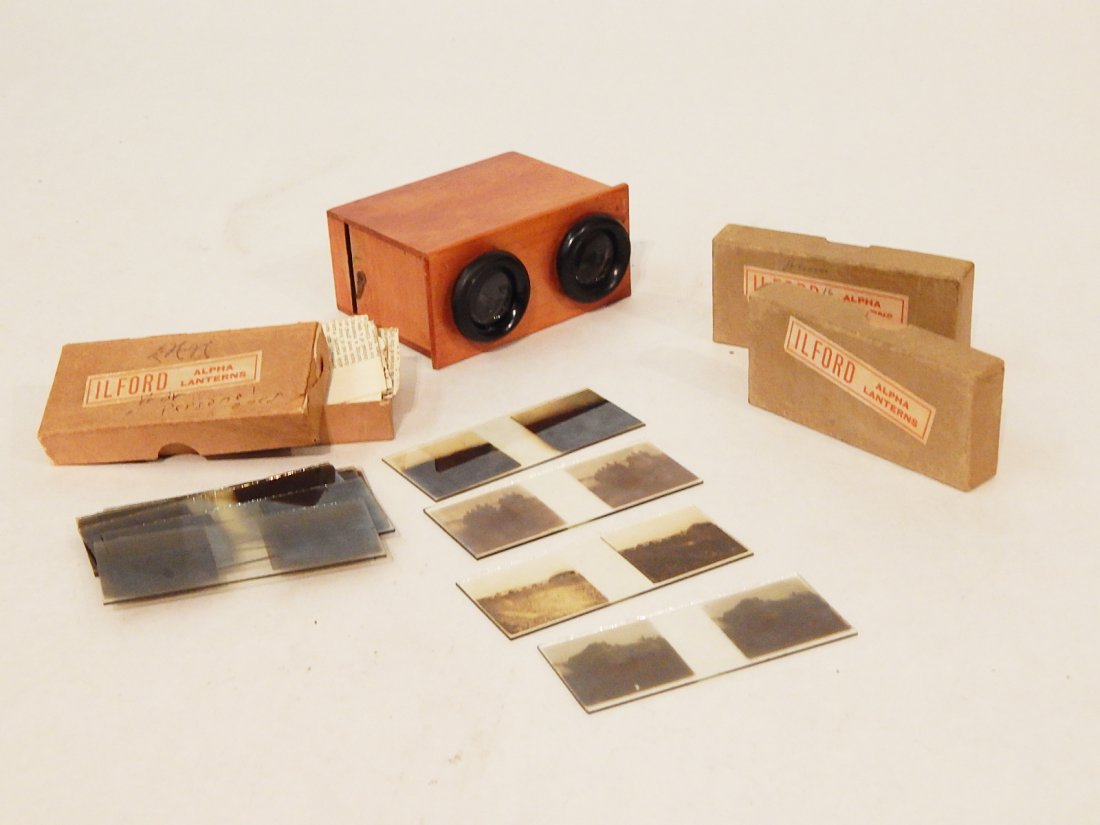 Mahogany Case Stereoviwer w/ Glass Views WWI (1 of 6)