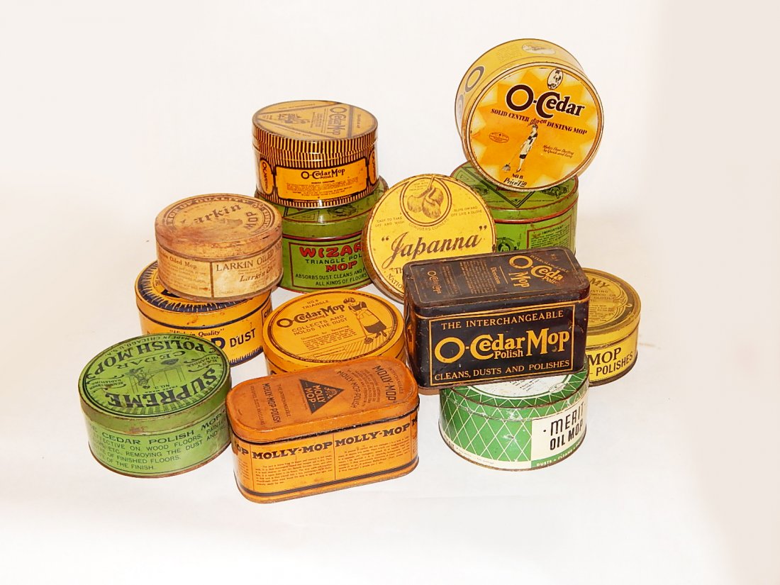 Lot (13) Tin Litho Mop Tins (1 of 2)