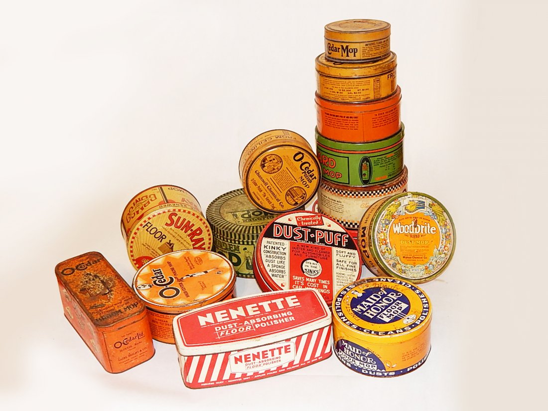 Lot (13) Tin Litho Mop Tins (1 of 2)
