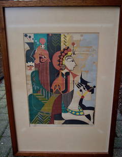 PENCIL SIGNED H.C. HEE LITHO TITLED "SHADOW DRAMA": PENCIL SIGNED H.C. HEE LITHO TITLED "SHADOW DRAMA"HON-CHEW HEE FAMOUS HAWAIIAN ARTIST - SERIGRAPH IN COLORS 9 OF 22 - 32 X 21.5 OVERALL