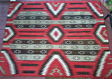 FINE WOVEN ANTIQUE NAVAJO BLANKET: FINE WOVEN ANTIQUE NAVAJO BLANKET - BEAUTIFUL RICH COLORS 57X 66