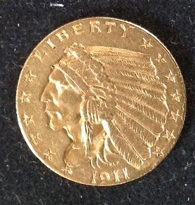 1911 Indian Head $2.50 Quarter Eagle Gold Coin (1 of 4)