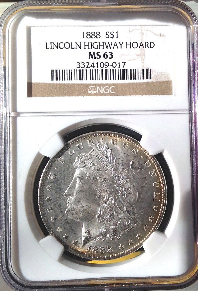 1888 Morgan Silver Dollar Lincoln Highway Hoard  MS63 (1 of 3)