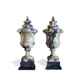 PAIR OF VASES: PAIR OF VASES Pair of vases in Pavonazzetto marble. Dimensions: 68x27x27cm. 20th century. Good condition - used with small signs of aging & blemishes.YOU CAN REQUEST FURTHER PHOTOS BY EMAIL.TO KNOW