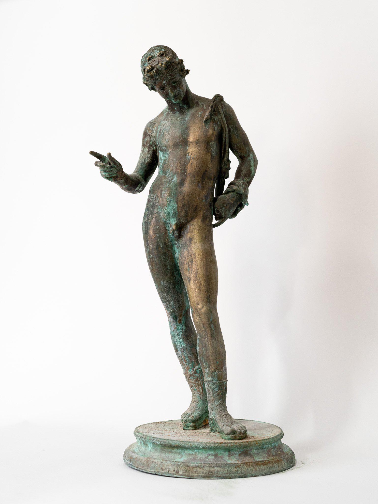 Narcissus, bronze sculpture with green patina (1 of 8)