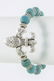 Fleur-de-lis Turquoise Beaded Stretch Bracelet