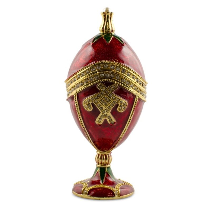 Decorative Egg Trinket / Jewelry Box: 5.5''(H) X 2.4" (W)Pewter, Crystals, Enamel