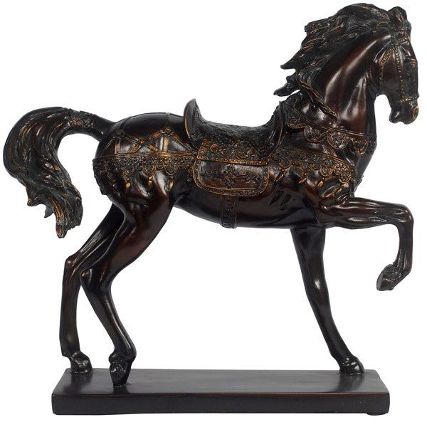 Decorative Equestrian Horse Sculpture: Decorative Equestrian Horse Sculpture. Measures 17L X 5D X 16H. Hand painted aged Walnut finish.