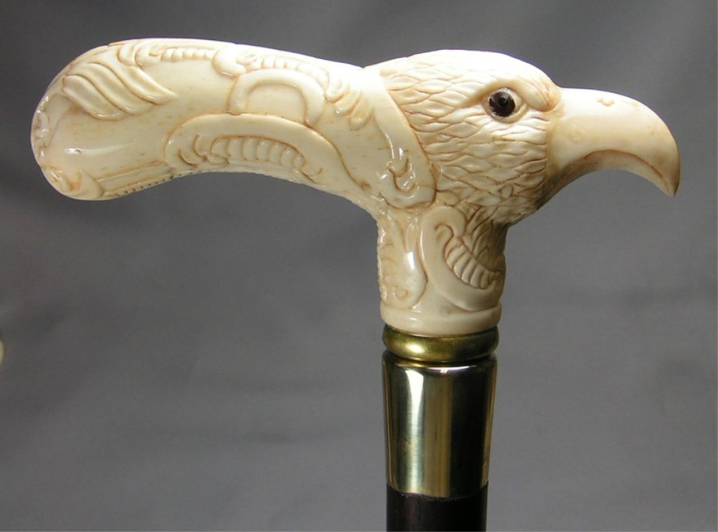 Hand Carved Bone Eagle Head Handle Cane