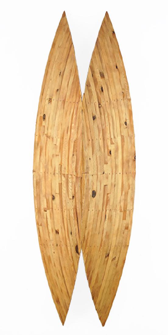 Dann Nardi (American, 20th Century) Couple, 1989.: Dann Nardi (American, 20th Century) Couple, 1989. Wood sculpture signed, dated and titled on the reverse 67" x 22" x 15"