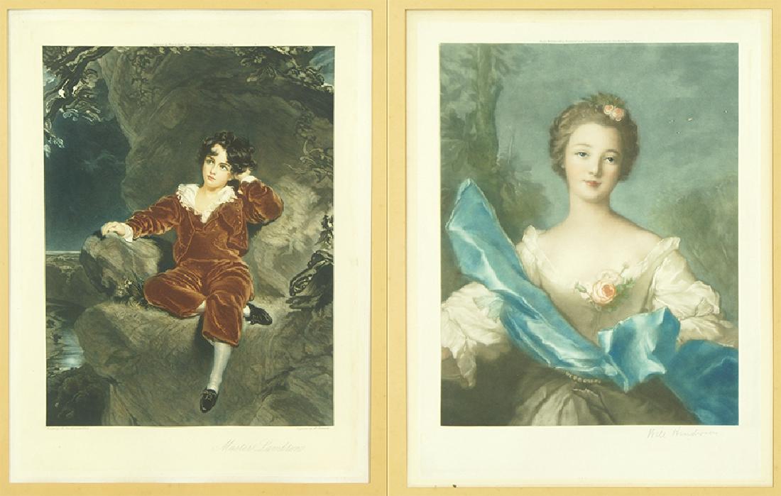 Two Color Mezzotints.: Two Color Mezzotints. One by Malcolm Cormack, 'Master Lambton' after Sir Thomas Lawrence, 1904; the other by Will Henderson, 'Lady with a Rose' after Nicolas Lancret, 1912, pencil signed lower right. 
