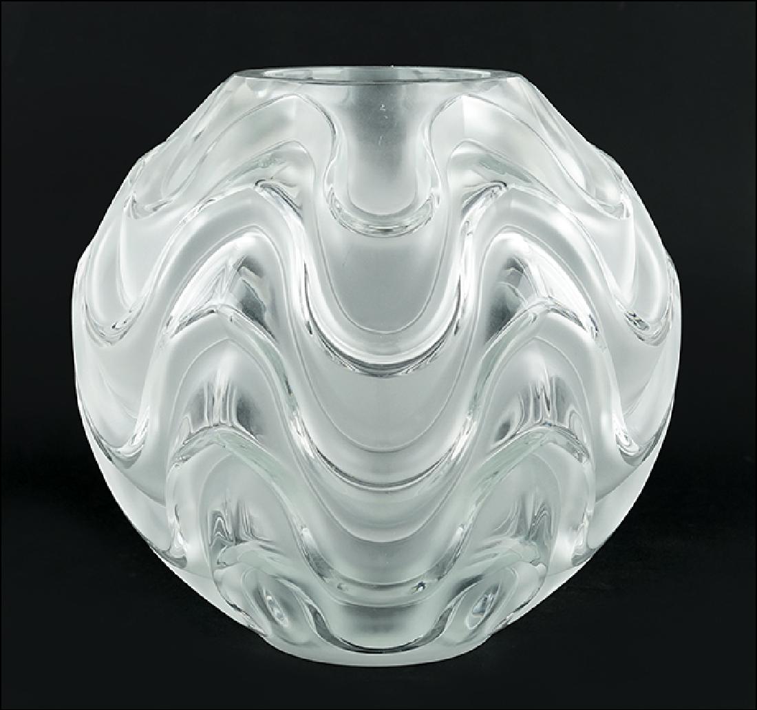 A Lalique Frosted and Clear Crystal Vase. (1 of 2)