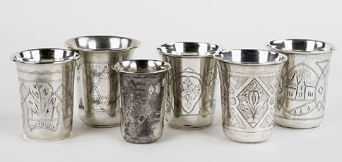 Six Russian .84 Silver Kiddush Cups. (1 of 1)