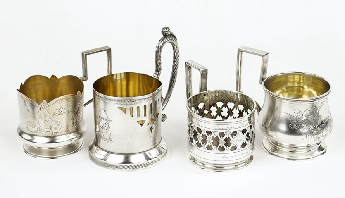 Four Russian .84 Silver Tea Glass Holders. (1 of 1)
