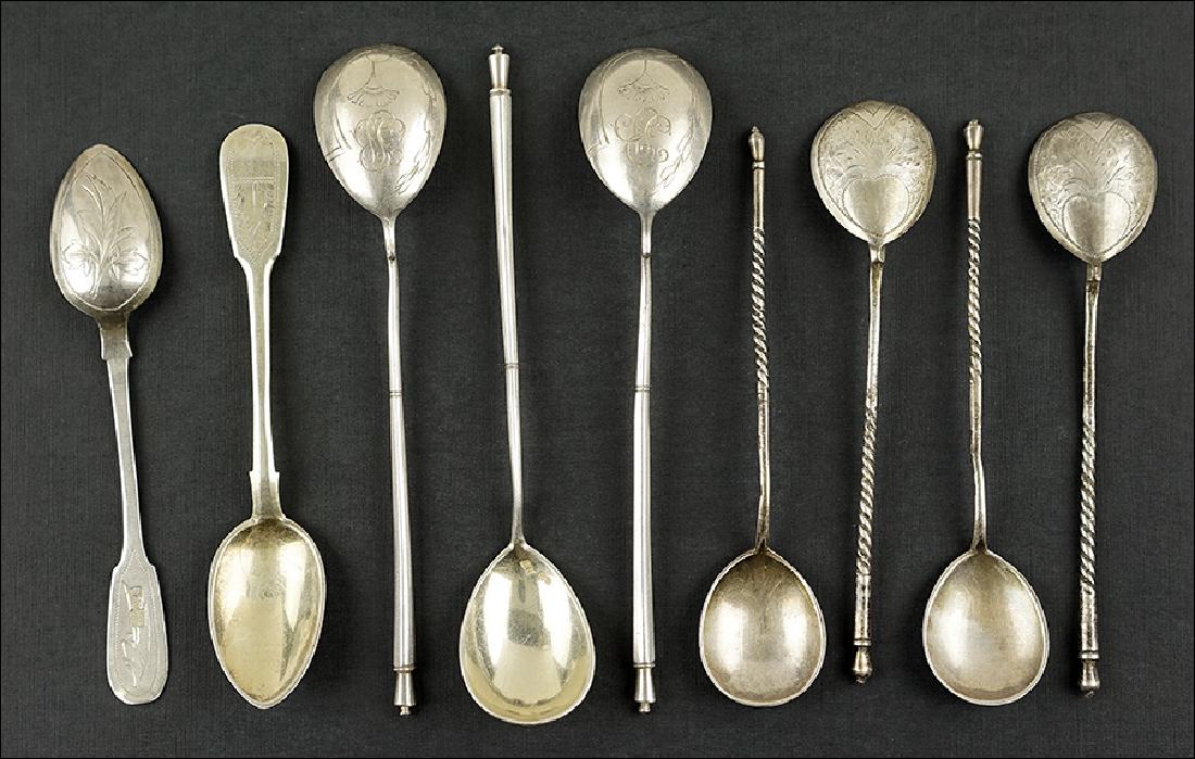 A Set of Four Russian .84 Silver Teaspoons. (1 of 1)