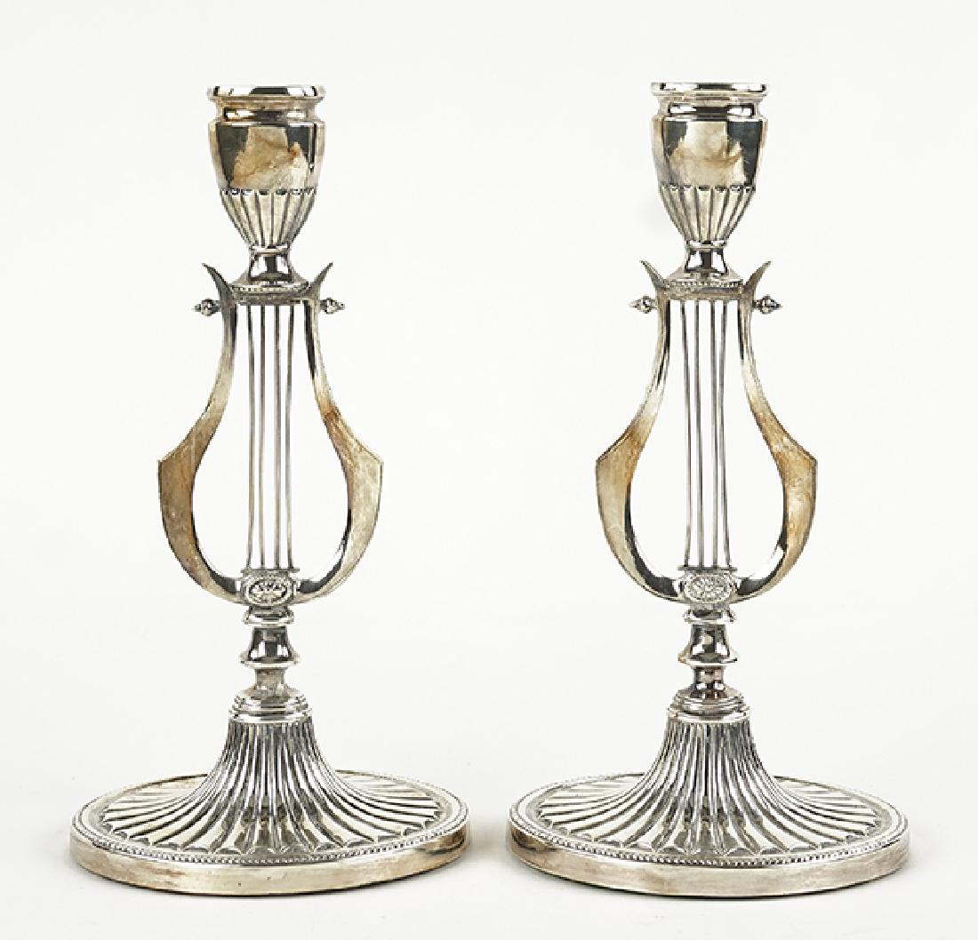 A Pair of English Sheffield Silverplate Candlesticks. (1 of 1)