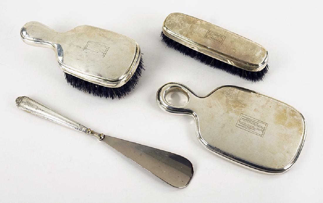 A Sterling Silver Three-Piece Dresser Suite. (1 of 1)