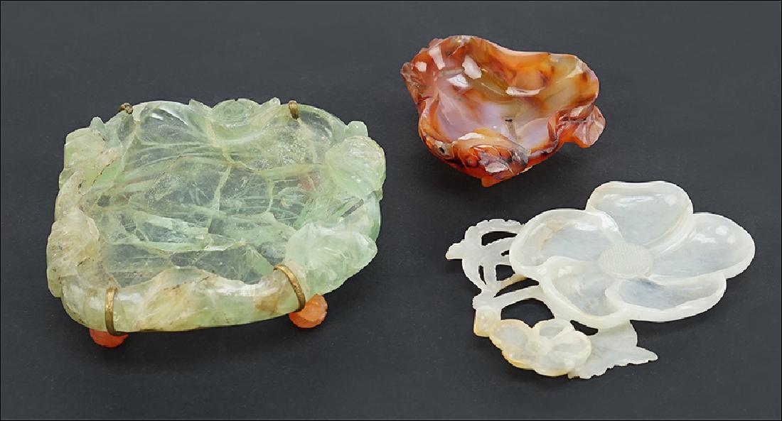 A Group of Three Chinese Carved Stone Brush Washers. (1 of 10)