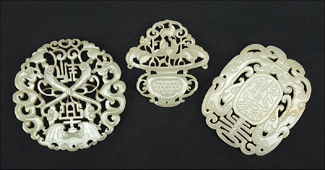 Three Chinese Carved Jade Pendants. (1 of 10)