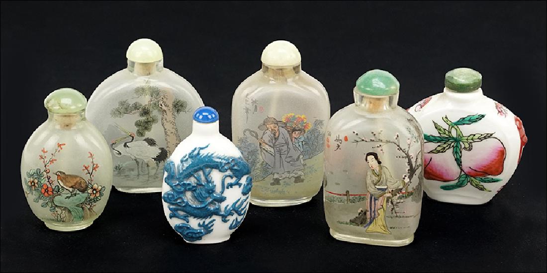 Four Chinese Glass Snuff Bottles. (1 of 10)
