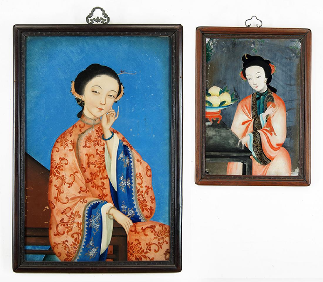 Two Chinese Reverse Paintings on Glass. (1 of 1)