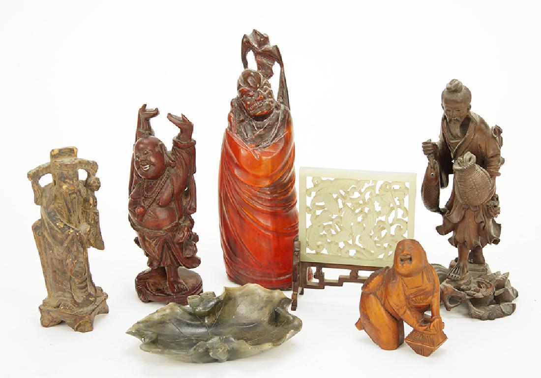 A Collection of Chinese Carved Wood Figures. (1 of 1)