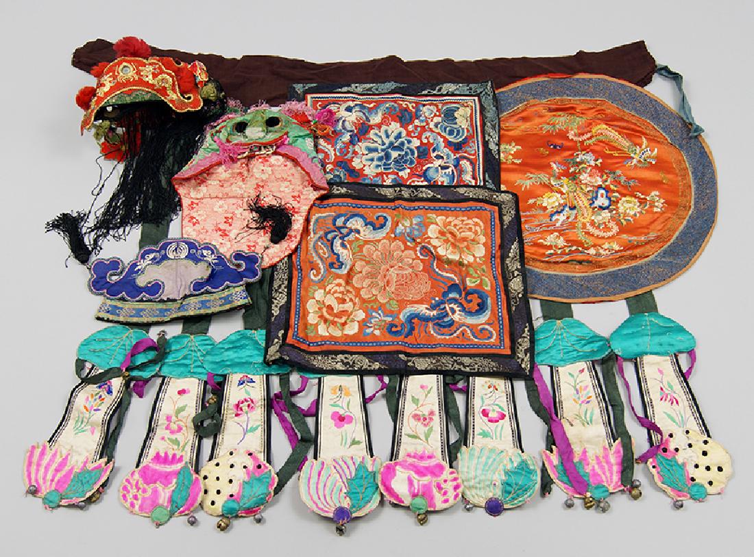 Three Chinese Embroidered Silk Children's Hats. (1 of 1)