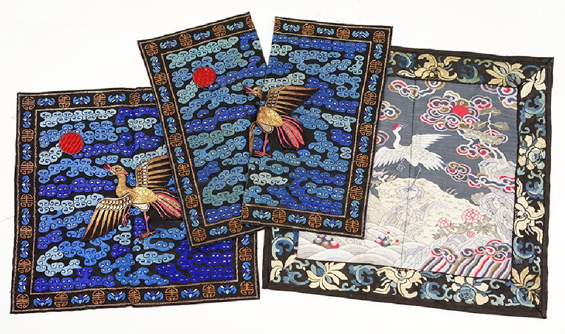 Three Chinese Embroidered Silk Panels. (1 of 8)