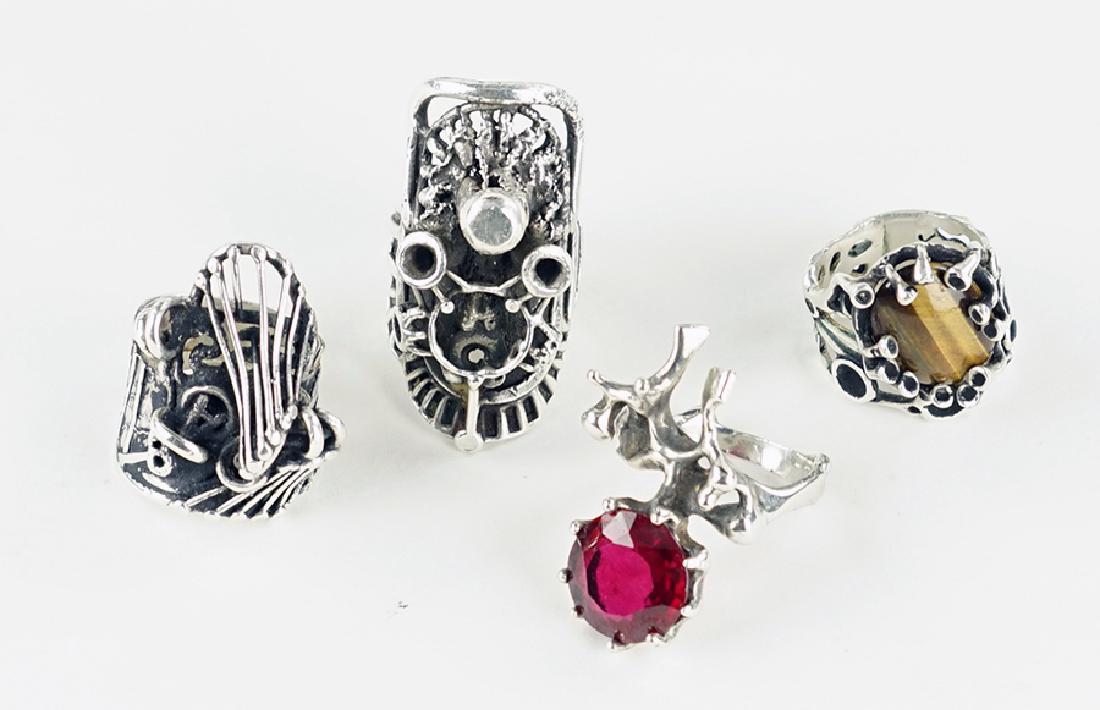 Four Lee Peck Sterling Silver Rings. (1 of 1)
