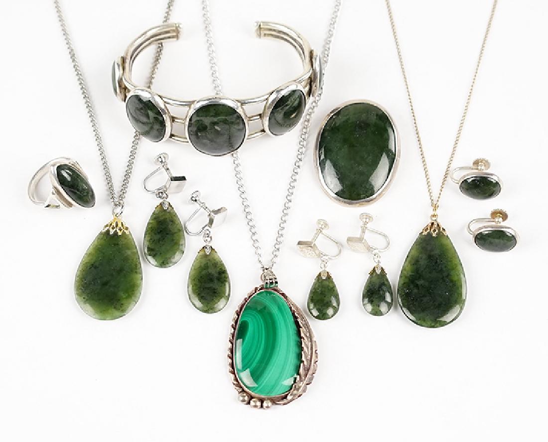 A Jade and Silver Parure. (1 of 1)