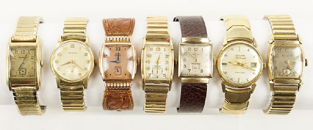 A Collection of Men's Watches.: A Collection of Men's Watches. Goldfilled watches by Bulova, Waltham, Hamilton, Benrus, and Elgin. Susanin's will not comment on the working condition of any watch or clock movement