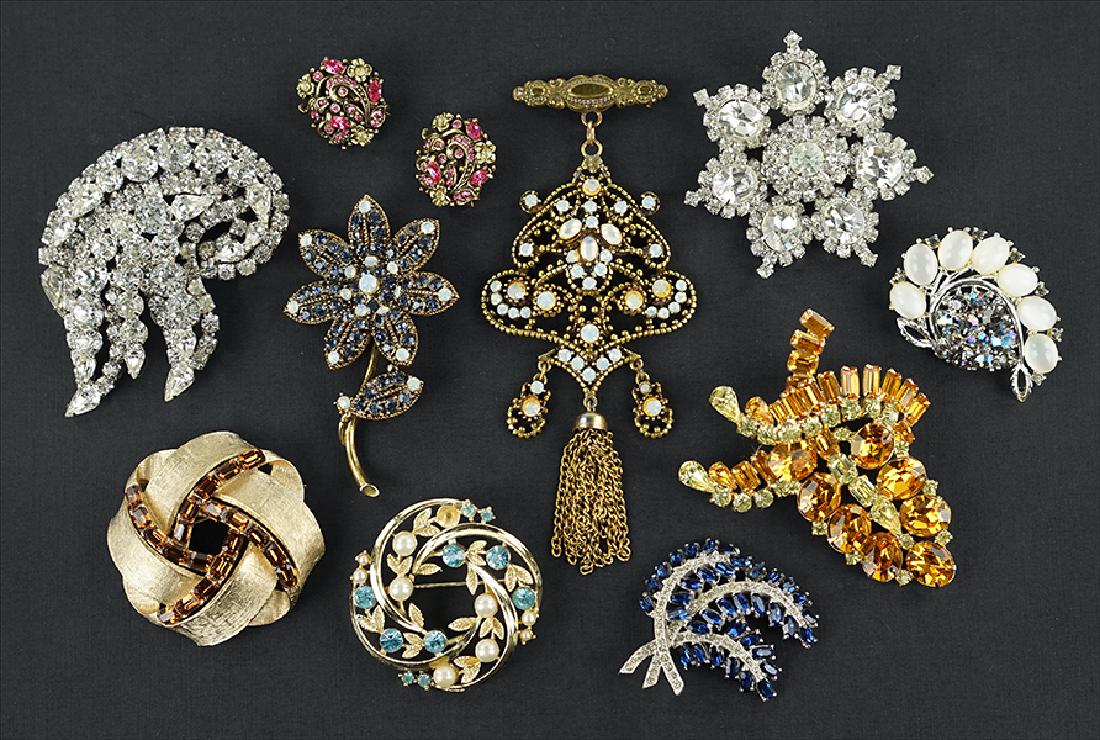 Three Kramer Rhinestone Brooches. (1 of 1)