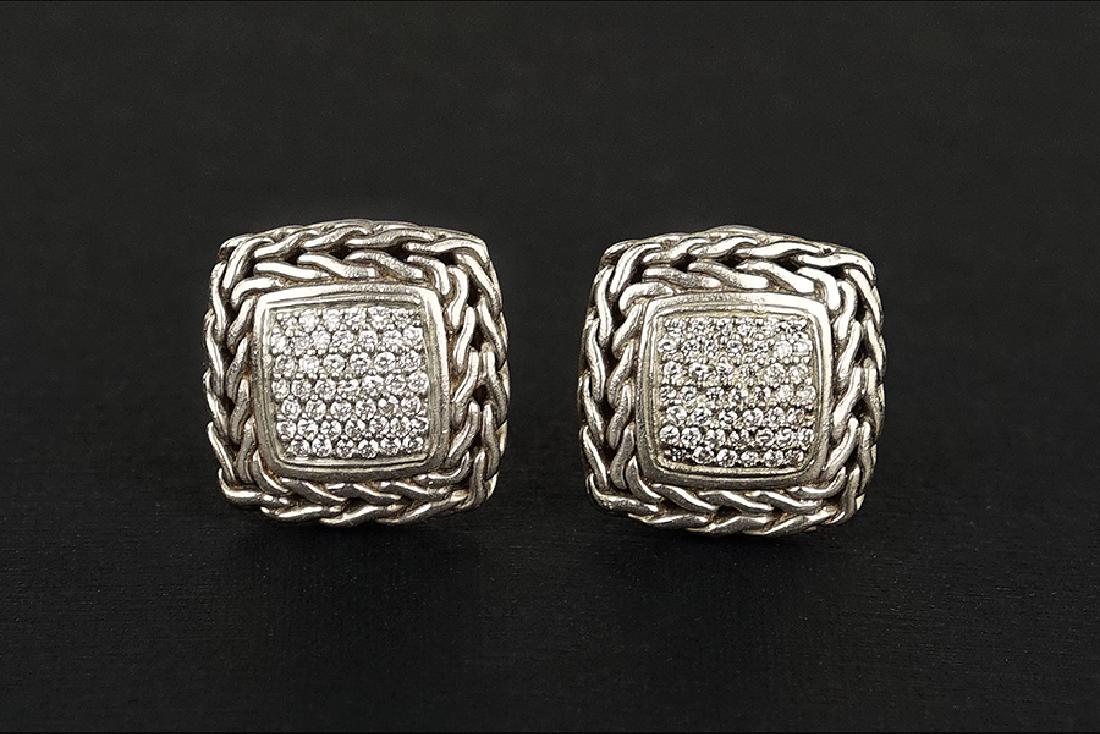 A Pair of John Hardy Diamond Earclips. (1 of 1)