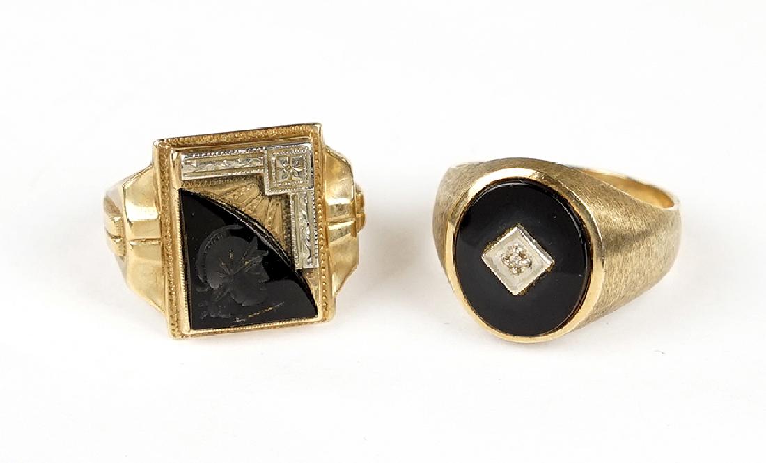 Two Men's 10 Karat Yellow Gold Rings. (1 of 1)