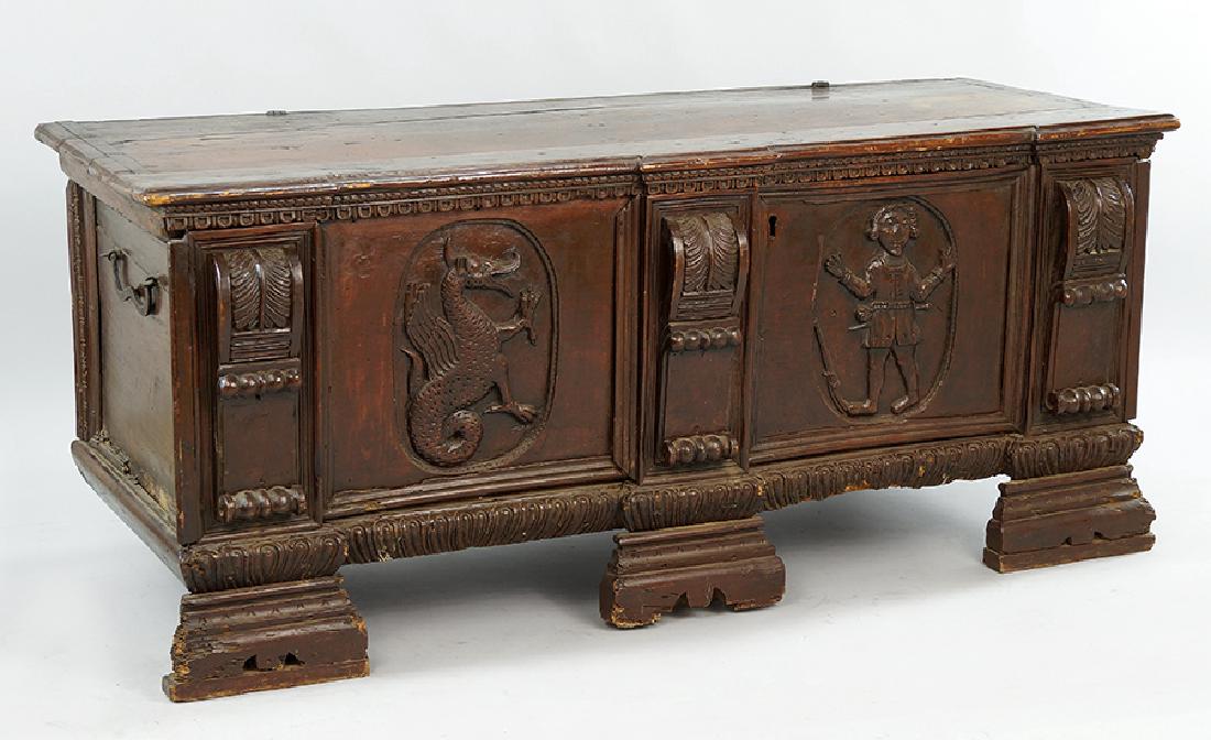 A Northern European Walnut and Oak Blanket Chest. (1 of 1)