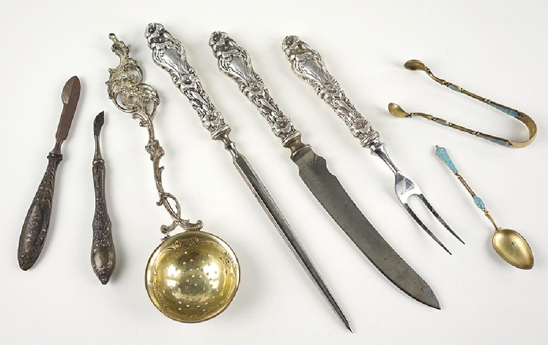 A Sterling Silver Handled Carving Set. (1 of 1)