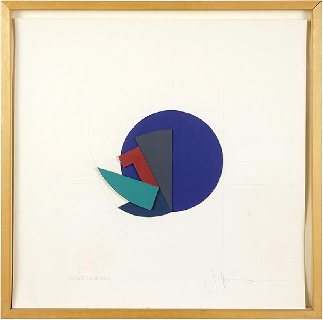 John Pearson (American, B. 1940) Section and Circle:: John Pearson (American, B. 1940) Section and Circle: Con: Jacon 'A'. Acrylic and pencil paper construction, 1981. Signed lower right, dated, and titled. Provenance: Richard Gray Gallery, Chicago Sight