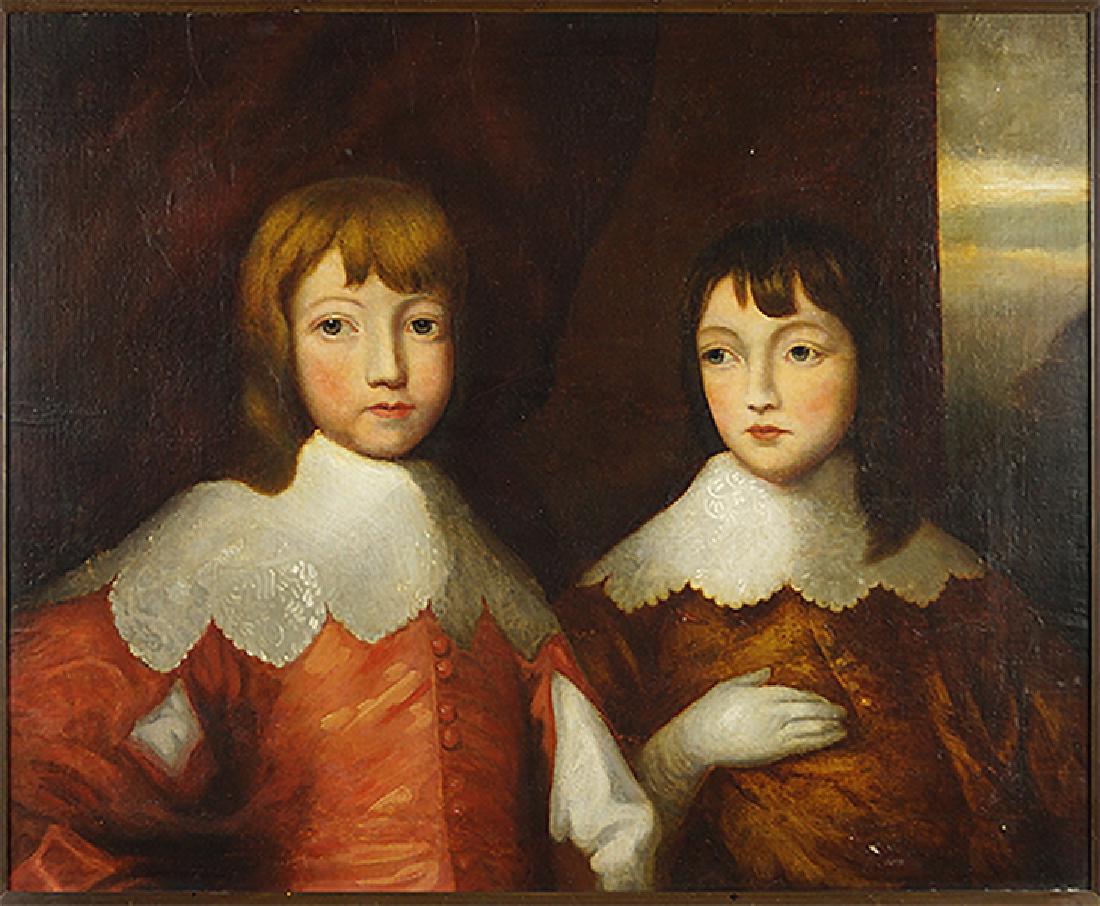 After Sir Anthonie Van Dyck (Flemish, 1599-1641): After Sir Anthonie Van Dyck (Flemish, 1599-1641) Children of Charles I. Oil on canvas 24.75" x 30" Frame: 31" x 36.25"