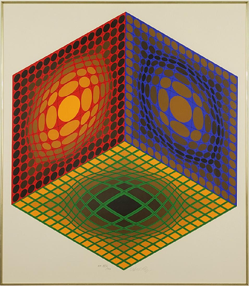 Victor Vasarely (Hungarian-French, 1906-1997) Cube. (1 of 1)