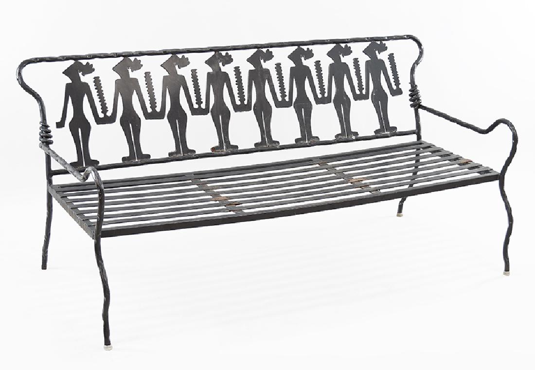 A Pair of Welded and Wrought Iron Garden Settees. (1 of 1)