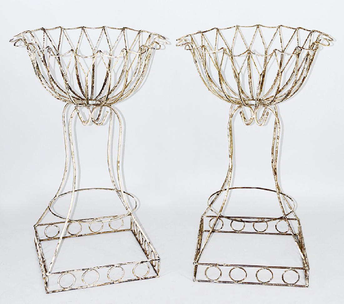 A Pair of Painted Metal Basket Form Planters. (1 of 1)