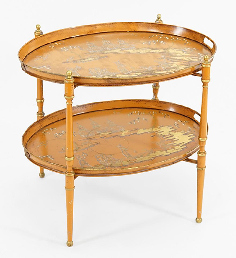 A Tole Painted Two-Tier Tray Table. (1 of 1)
