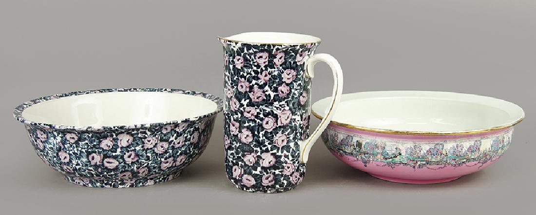 A Transferware Porcelain Pitcher and Basin. (1 of 1)